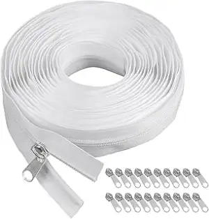 Endlosreißverschluss mit Zipper,#5 10m Lang Reißverschluss Endlos,Nylon Weiß Reissverschluss mit ...
