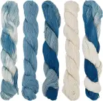 FREEBLOSS 5 Stück Sashiko Garn Set für Japanisches Quilting und Stick Sashiko 110 Yards * 5 Farben Natürlich Pflanzengefärbter Baumwoll Stickgarn