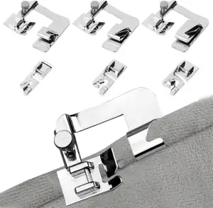 6 Stück MultifunktionsNähfuß, Saumfuß/Saumfuss Set, Edelstahl, Rollsaumfuß, Silber, für Brother, ...