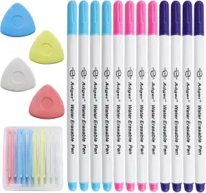 22-TLG Schneiderkreide & Trickmarker Set für Stoff – 12 Wasserlösliche Stoffmark