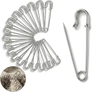 25 Stück Sicherheitsnadeln Groß 65mm Metall Sicherheitsnadel Starke Kilt Nadeln Kiltnadeln Silberfarben mit Federverschluss für Decken Strickzeug Schmuck Handarbeiten Kleidung