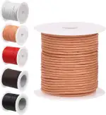 Glarks 11 Yards x 2mm Round Leather String Cord, Soft and Smooth Jewelry Leather Rope for Necklaces Bracelets Making, Wrapping, Beading Craft and Shoelaces Replacement (Natural)