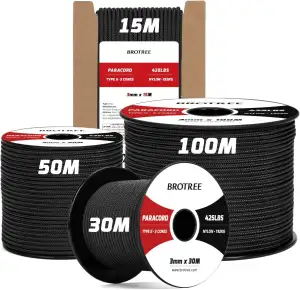 Brotree Paracord 3mm 15M 100% Nylon Seil Schnur Typ II Paracord 425 mit 3 Kern f