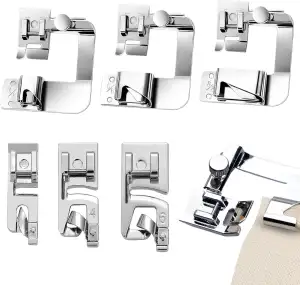 6 Nähfüße für Nähmaschine Rollsaumß, Nähfüsse Edelstahl, Saum Presserfoot, Fuß f