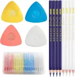 28 Stück Schneiderkreide, Schneiderkreidestift Kreide Nähen, Dreieckskreide + Nähen Bleistift, Nähkreide Stoffkreide, Schneiderkreide Set, für Markieren Von Diversen Stoffen, Ledern, Nähmarker