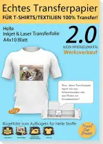 TransOurDream A4X10 Blatt+1 Silikonpapier,Echte Inkjet/Laser T-Shirt Transferpapier, Transferfoli...