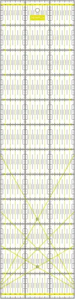 SEMPLIX Patchwork-Lineal Quilt-Lineal, transparent, mit cm-Skala und Winkelfunktionen, ideal für Patchwork und zum Basteln, 60 x 15 cm (gelb)