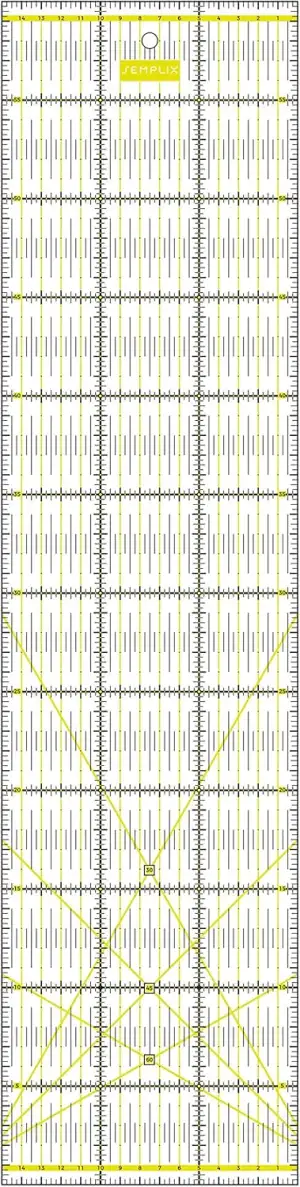 SEMPLIX Patchwork-Lineal Quilt-Lineal, transparent, mit cm-Skala und Winkelfunkt