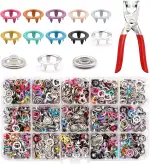Scettar 250 Sets Druckknopf Set Mit Zange, Metall Druckknöpfe Ohne Nähen, Druckknopf Set Für Diy Basteln Kinderbekleidung Kleidung Taschen Annähen (Bunt)