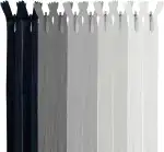 [Packung 10 Unsichtbaren Reißverschlüssen [Grau] Nylon [12 cm] Nähen und Basteln zum Kleidung Taschen Stoff für Nähmaschine Patchwork Plastik Baumwolle Zipper mit Metallreißverschluss