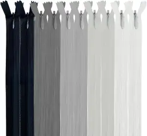 [Packung 10 Unsichtbaren Reißverschlüssen [Grau] Nylon [12 cm] Nähen und Basteln