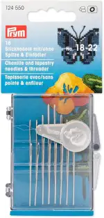 Prym 124550 Sticknadel-Sortiment ST 18-22 m./o. Spitze+Einfädler Silber