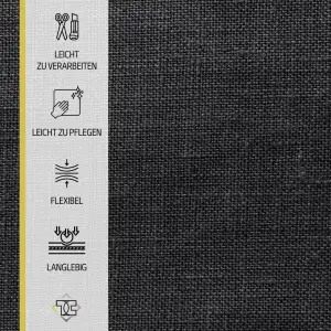 TAPHICEROS Leinenstoff, Dunkelbeige 500cm x 148cm, Dekostoff Polsterstoff Meterw