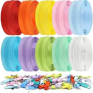DOITEM 2,8 mm 10 Farben Reißverschlüsse 28 m Nylon-Endlos-Reißverschluss-Set mit Schieber und Rei...
