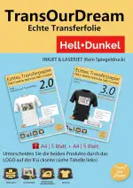 TransOurDream A4X (5+5) Blatt+1 A3 Silikonpapier, Echte Transferfolie Bügelfolie Hell+Dunkel Inkj...