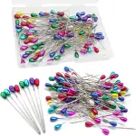 Stecknadeln mit Kopf Groß 200 Stück Lang Bunte Stecknadel 55mm Nadeln mit Kopf Lange Abstecknadeln Sewing Pins für Basteln Quilten Nähen