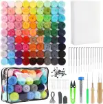 Pgtc 100 Farben Filzwolle Set,300g Märchenwolle für Trockenfilzen & Nassfilzen,Filznadeln,Werkzeu...
