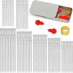 70 Stück Handnähnadeln, Nähnadeln mit Großem Öhr, Nähnadeln aus Edelstahl, Stopfnadel Nadeleinfädler und Fingerhut zum Nähen, Reparieren, Quilten und Basteln von Leder (7 Größen)