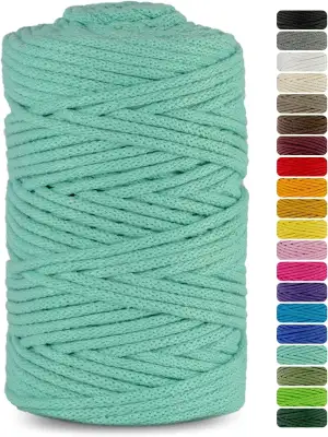 Netuno 1x Makramee Garn Celadon 5 mm 100 m Makramee Kordel Baumwolle mit Baumwol