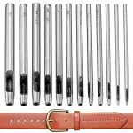 12 Stück Stanzwerkzeug Set, Locheisen Set, Lochstanzer, Edelstahl Runde Hohl Locheisen Satz für Leder Uhrenarmband Stoff Kleidung Leinwand Gürtel Locher Werkzeug(Silber, 0.5-6mm)