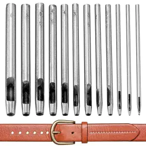 12 Stück Stanzwerkzeug Set, Locheisen Set, Lochstanzer, Edelstahl Runde Hohl Loc