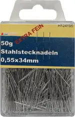 CreaStyle - Stahl Stecknadeln EXTRA FEIN silber 0,55 x 34mm / 50 Gramm