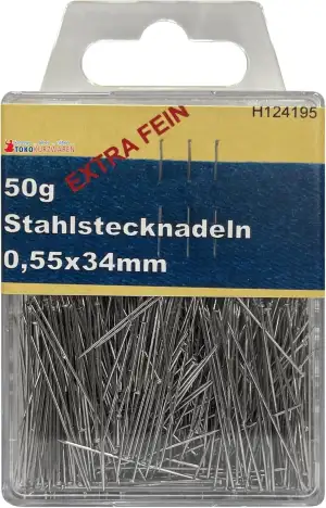 CreaStyle - Stahl Stecknadeln EXTRA FEIN silber 0,55 x 34mm / 50 Gramm