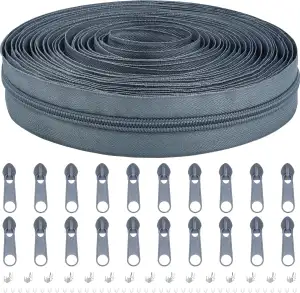 Endlos Reissverschluss mit Zipper, 5mm 9m Nylon Endlosreißverschluss Meterware u