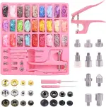 Sweet Nähknöpfe mit Druckknöpfen, 300 Sets T3/T5/T8 Kunststoff Metall No-Sew Knöpfe für Kleidung, Lätzchen, Regenmantel, Basteln DIY handgefertigt (Pink)
