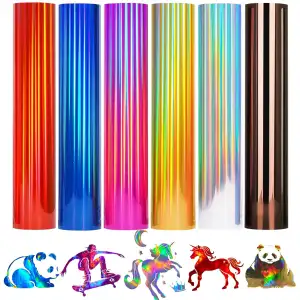 Holographische Plotterfolie Textil Vinylfolie, 6 Farben 30,5x25cm PU Transferfol