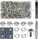 120pcs Ösen Werkzeug Kit,10mm Grommet Ösen Set,Metallösen Kupfer mit MetallSockel,Ösenstanzer,Klo...