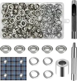 120pcs Ösen Werkzeug Kit,10mm Grommet Ösen Set,Metallösen Kupfer mit MetallSocke
