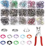 YIYICO Druckknopf Set Jersey Druckknöpfe Metall mit Zange 200 Sets Hohle Knöpfe Werkzeug Für DIY Basteln Kinderbekleidung Kleidung Taschen 9,5 mm 10 Farben