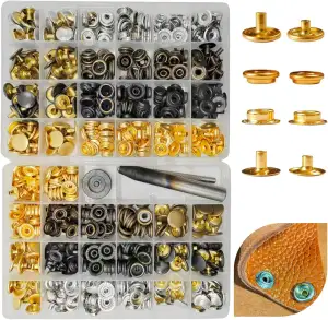 SUNAROC 160 Sätze Druckknöpfe 15mm Kombi-Set – 80 Standard für dünne Stoffe + 80