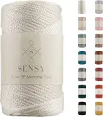 Sensy Premium 5 mm 104 Yards Polyesterseil 100% Polypropylen-Kordel Makramee-Seil Häkeltasche Häkelgarn Geschenk für Strickwaren (Ecru)