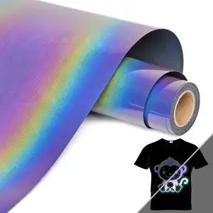 Lya Vinyl Holographic Plotterfolie Textil, Reflektierend Regenbogen Flexfolie Pl