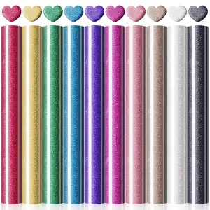 MJARTORIA Plotterfolie Textil Flockfolie für Plotter, Schaumstoff 3D Flockfolie Plotter Textil Puff Vinyl, Vinylfolie Transferpapier zum Aufbügeln Plotter für DIY T-Shirt Leder (10pcs Gold Bunt)