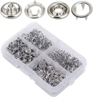50 Stück Φ10mm Jersey Druckknöpfe Metall, Nähfrei Buttons Hohle Feste Knöpfe Werkzeug Prong Schnalle Kam Snaps für DIY Basteln Baby Kinder Jersey Stoff, Kleidung Taschen (Silber)