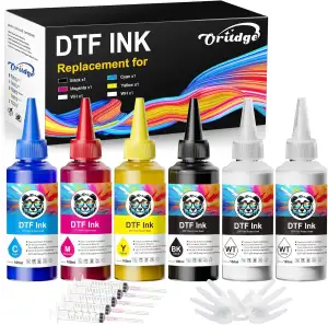 DTF Tinte Premium 600ML für DTF Film Transfer Ink kompatibel mit Epson 8500 L1800 L800 ET-8550 ET-8500 DX7 DX5 ET-2850 XP-15000 XP600 R1390 R2400 1400 1430 I3200 (100ml x 6 /CMYK+2WH)