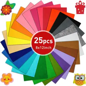 CHROINE 25 Stück Filzstoffplatten in verschiedenen Farben, 20 x 30 cm, weicher F