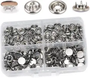Jersey Druckknöpfe Metall 50 Stück, Φ10mm, Druckknopf Set, Nähzubehör Buttons Knöpfe zum Annähen Werkzeug Jessey Snaps Für ür Baby Kinderbekleidung Sewing (Silber)