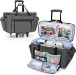 CURMIO Nähmaschinentasche mit Abnehmbarem Trolley, Rollende Stickmaschine Tasche mit Bodenträgerplatte für Näh- und Stickmaschine, Grau