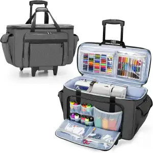 CURMIO Nähmaschinentasche mit Abnehmbarem Trolley, Rollende Stickmaschine Tasche