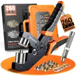 Preciva Ösenzange set (Ø 12mm) – Ösenpresse bestehend aus 260 Ösen (gold, silber) und Stanzwerkzeug – ideal für Planen, Banner, Vorhänge und ähnliche Anwendungen