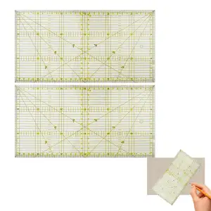 2 Stück Patchwork Lineal, Schneiderlineal 15x30 cm, Quilt Lineal mit 30°/45°/60°