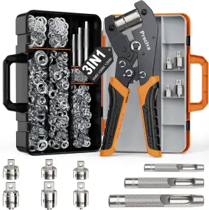 Preciva Ösenzange Austauschbar Zangekopf Ösenpresse mit Aufbewahrungsbox und 300