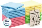 ZOLLNER 24er Set Mikrofasertücher für streifenfreien Glanz - flusenfreie und saugstarke Reinigungstücher - waschbar bis 60°C - Mehrfarbig in 32x32cm - Hotelqualität