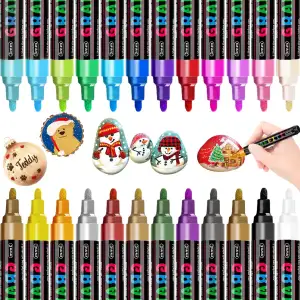 RATEL Acrylstifte Marker Stifte, 24 Farben Premium Wasserfest Paint Marker Set W