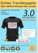 TransOurDream A4X10 (Weisse Folie)+1 A3 Silikonpapier,Echte Inkjet/Laser Transferfolie,Bügelfolie...