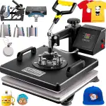 VEVOR Heißpresse 8 in 1 Heat Press für Textil Transferpresse Textilpresse mit Plattenpresse von 38 x 38 cm Textildruckpresse von 1000w Geeignet für Hüte, Mützen T-Shirts Tassen, Schwarz